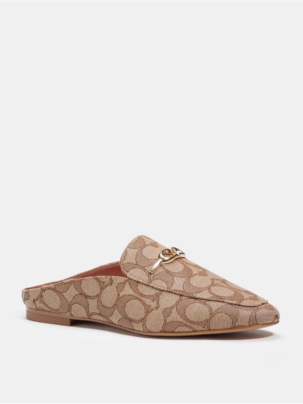 Coach Sienna Cig Slide Mules Shoes in Khaki Saddle C Logo Sz 8 B C5771 Summer - Picture 4 of 14